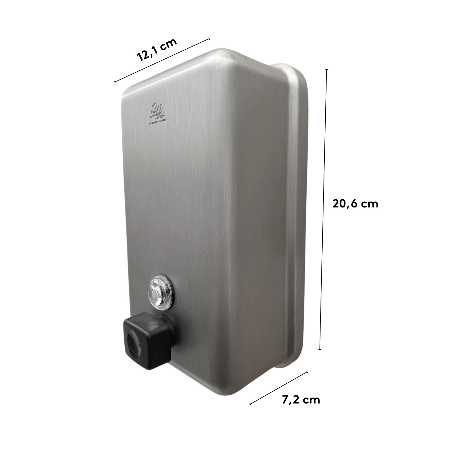 aya-dispensador-jabon-inoxidable-8-AA-605-BS-AFP-lateral-dimensiones