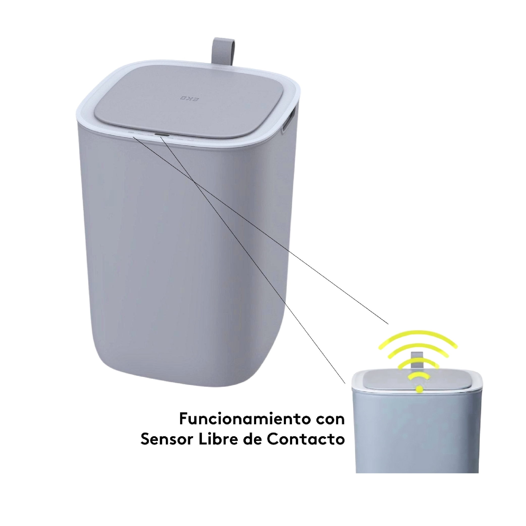 Caneca gris con sensor